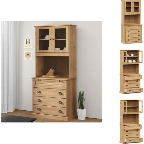 Sideboards - Living Highboard VIGO 80x40x176 cm Massivholz Kiefer (1/5)