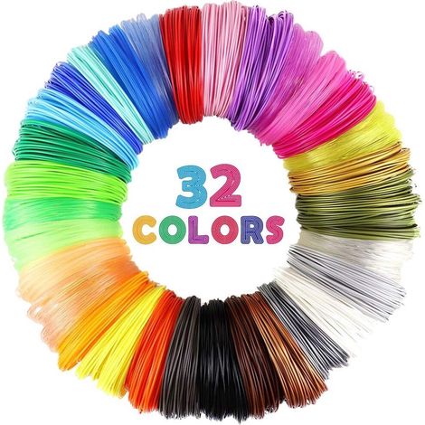 Filament PLA 1,75 mm - 3 mètres, 32 couleurs - Recharge PLA - Filament pour stylo 3D - Filament pour stylo 3D - Recharge pour stylo 3D - Filament 3D - Recharge de filament PLA pour stylo 3D - Convient (1/5)