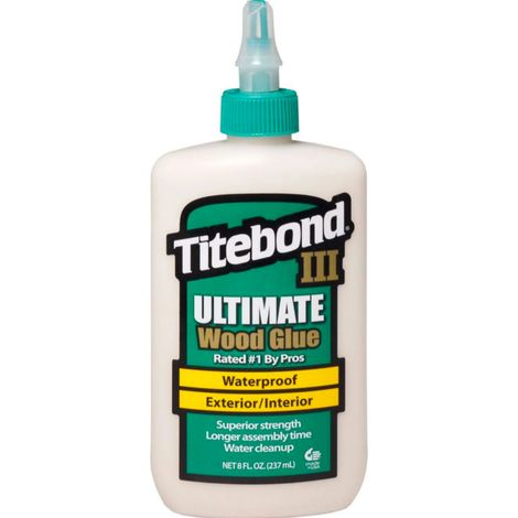 Colle à bois étanche TITEBOND III – Ultra résistance à l'eau – Force de liaison supérieure – Pour bois dur et teck – 8oz (237 ml)