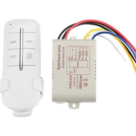 Interrupteur de télécommande d'éclairage. Plage de Couverture de commutateur de Commande de Maison Intelligente sans Fil RF de Puissance 1000W 65ft. 220V 50/60HZ(3 Way) (1/5)