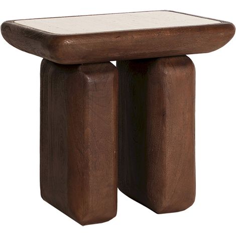 Table d appoint contemporaine en bois de manguier - brun bois de manguier (1/5)