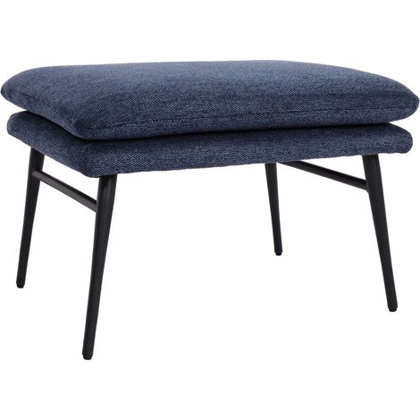 Poggiapiedi pouff HHG-259 Lounge elegante tessuto, blu
