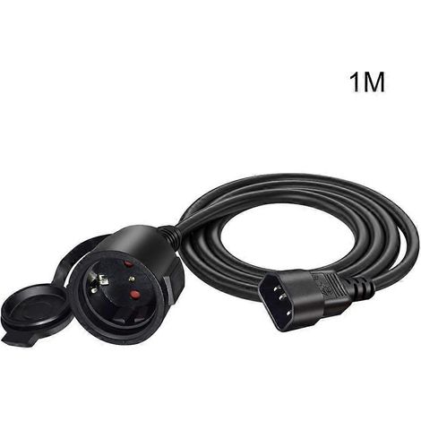 Câble convertisseur IEC320-C14 mâle vers femelle EU 4.8mm avec bouchon anti-poussière - 1 mètre (1/4)