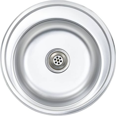 Évier de cuisine avec crépine et piège 48 cm acier inoxydable (1/5)