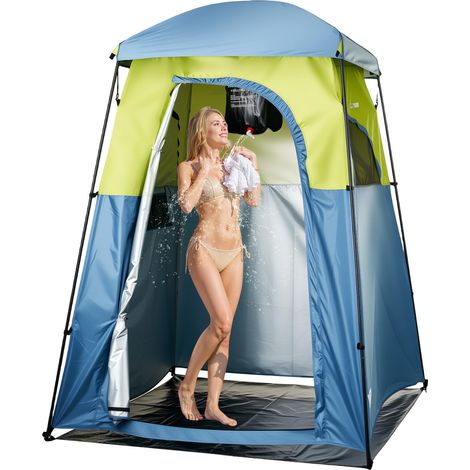 Tente de Douche de Camping, Abri d'Intimité Extérieur Portable, Cabine d’Essayage Toilette pour Plage Camping Pêche, Tissu Oxford 150D, avec Sac de Douche, Piquets, Cordes, Sac de Transport (1/5)