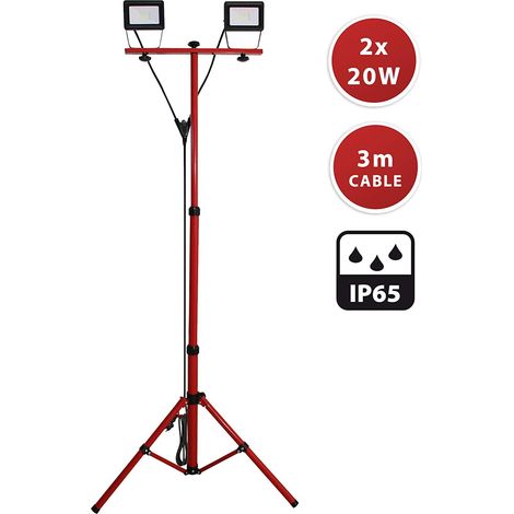 PROIETTORE FARETTO LED DOPPIO FARI LED 2x20W TREPPIEDE TELESCOPICO VELAMP