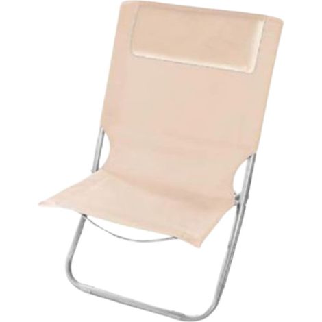 TRADE SHOP - Spiaggina Con Cuscino Per Testiera Crema 57x47x95 Cm Pieghevole Portatile 281016 - (1/4)