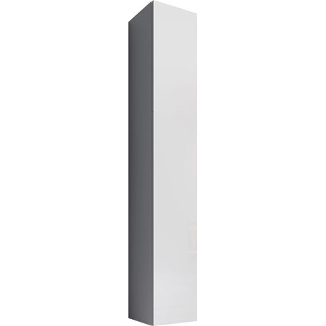 Armario colgante Vitrina Mueble de Salón Armario de pared 1 puerta 4 compartimentos Blanco brillo Modelo Aitana O2 30x180x30cm (1/4)