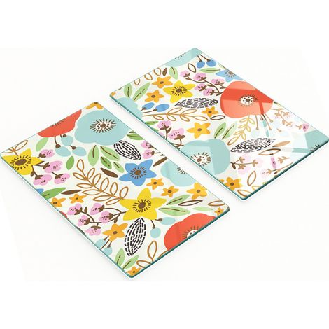 Tablas de cortar decorativas de cristal para cocina con amapolas de colores, 2x30x52 cm