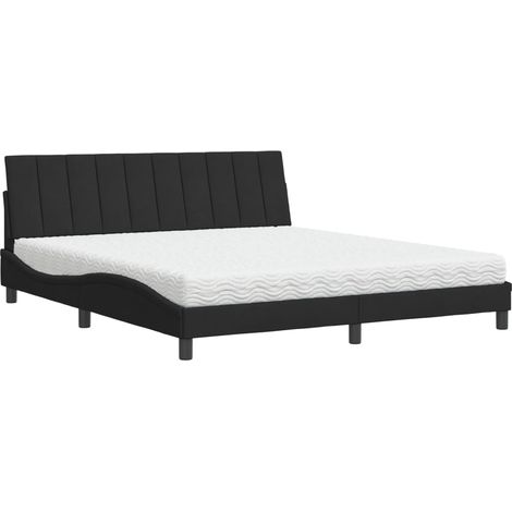 Maison Exclusive - Bett mit Matratze "Hanko" Schwarz 180x200 cm S (1/5)