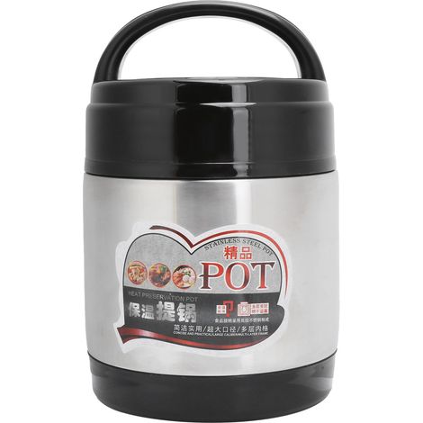 Boîte repas isotherme 3 niveaux 1400ml en acier inox avec couvercle pour étudiants et adultes (1/5)