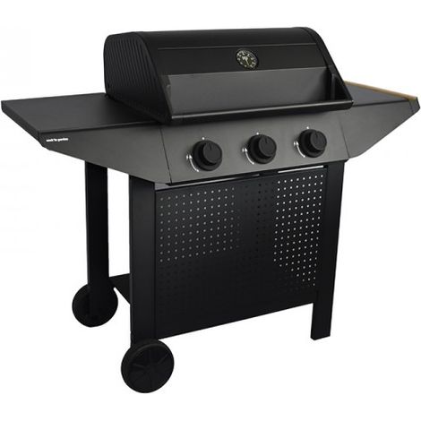 Barbecue à gaz SPAK 3 brûleurs 10,5 kW, grille et plancha en fonte émaillée, 10 personnes, thermomètre (1/5)