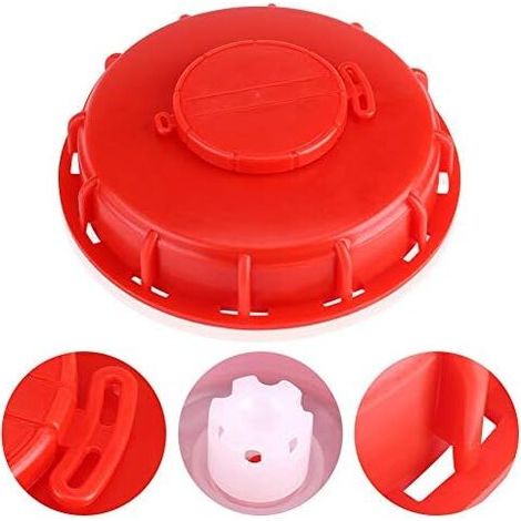 IBC tank cover, IBC container lid cap for liquid water tank, red plastic 163 mm