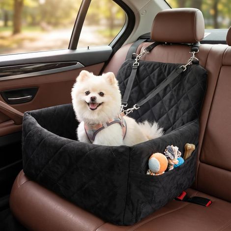 Car Seat for Small Dogs, Dog Car Bed with Thick Memory Foam, Car Booster Seat for Small Dogs, Removable and Washable and 2 Seat Belts (1/5)
