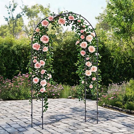 Arche de jardin schwarz en metall 140 x 40 x 240 cm (1/5)