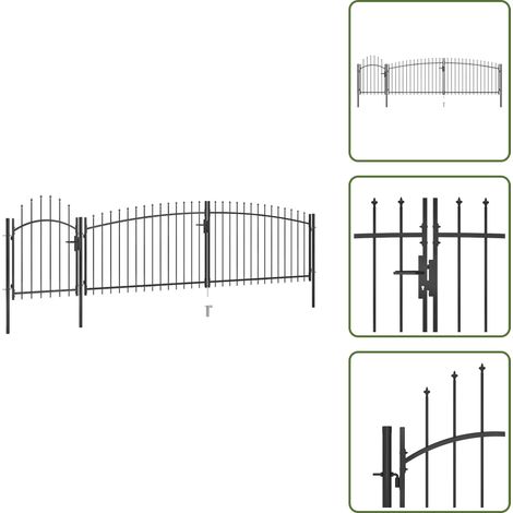 Cancello con punta a lancia - vidaXL Cancello per recinzione da giardino Woerden con punta a lancia 5x1,25 m Nero - Cancello per giardino