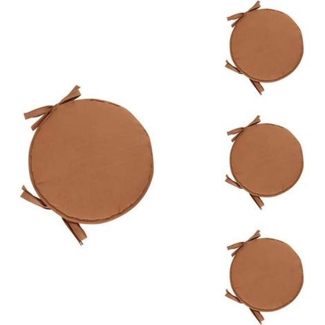 Ensemble de 4 coussins ronds. Coussins de chaise ronds pour table et chaises de salle à manger avec cordon de serrage, 38 cm. (1/5)