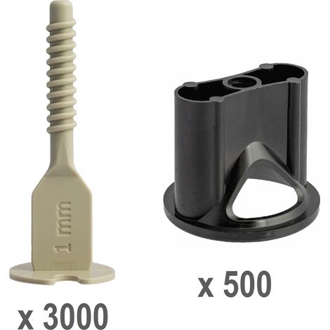 Kit croisillons autonivelants 1 mm Pro-Leveling 500 têtes et 3000 bases droites