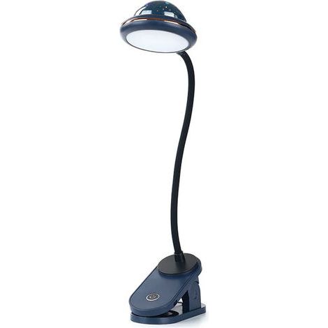 USBRechargeabledirigéLampe de lecture à pince, intensité variable par simple pression -bleu
