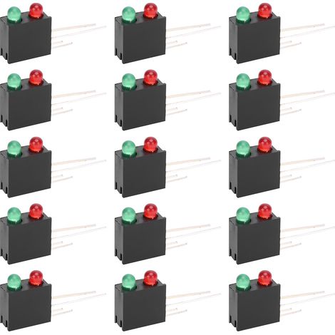 Base à double trou bicolore rouge et verte haute luminosité de 3 mm, douille de lampe carrée noire avec pattes incurvées à 90 degrés, douille de lampe LED avec lampe. (1/5)