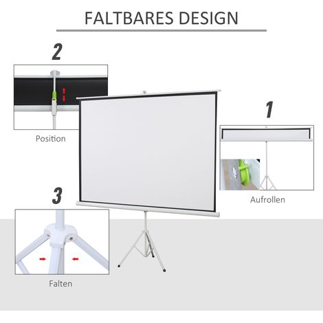 Écran de projection 4:3 blanc, toile de cinéma, surface de présentation pour maison ou bureau (1/5)