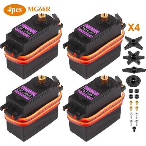 4 servomoteurs numériques MG996R à engrenages métalliques, couple DE