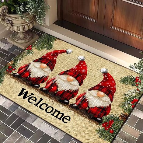Tapis De Porte De Noël - Antidérapant Résistant Aux Taches En Polyester 100 - Pour Extérieur Et Intérieur - 45 X 75 Cm - 1 Pièce (1/5)