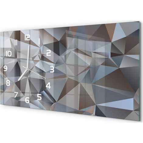 Horloge Murale Sans Tic-Tac 60x30 cm Verre Trempé Design Panoramique Triangles d'abstraction (1/5)