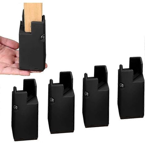 Cadre de lit réglable noir robuste et rehausseur de meubles avec clips à vis - supporte jusqu'à 20 000 lb et protège le sol. (1/5)