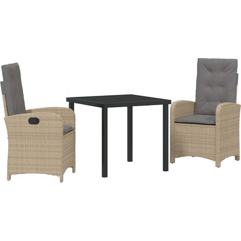 Ensemble de salle à manger pour jardin 3 pcs,Salon de jardin Beige polyrotin CFW19636 (1/5)