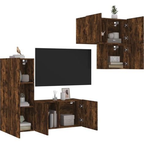4-tlg. Wohnwand Räuchereiche Holzwerkstoff