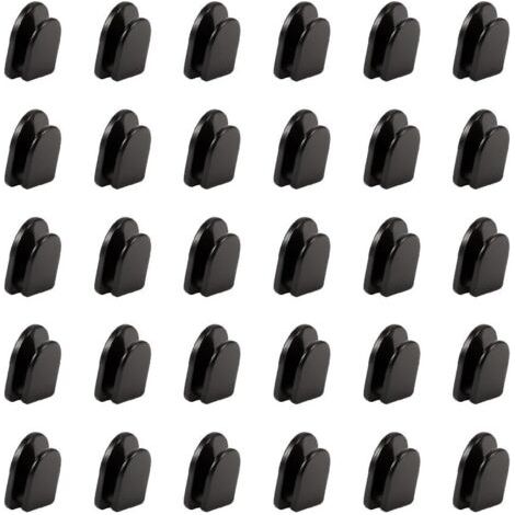 Lot de 30 Crochets Adhésifs Noirs Invisibles - Crochets Muraux Autocollants pour Serviettes, Vêtements, Clés de Voiture - Idéal pour Salle de Bain, Cuisine, Chambre, Garage - Installation (1/5)