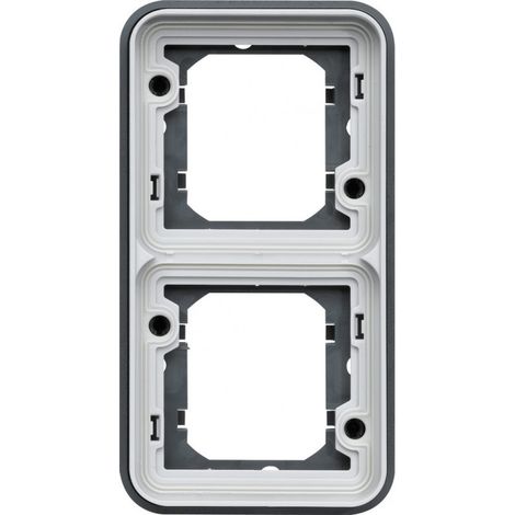 cubyko Support d'encastrement double verticale associable gris IP55 (WNA408)