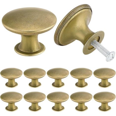 Set mit 12 eleganten Vintage-Schrankknöpfen aus antikem Messing, 30 mm (1/5)