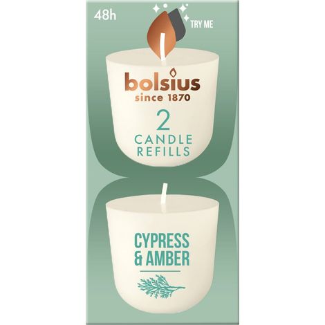 Bolsius Cleanlight Duft-Nachfüller 2er Pack zypressen & amber Duftkerze