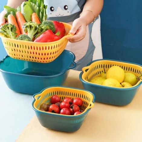 Passoire Cuisine - Double Couche - Drainage Rapide - Pour Fruits Et Legumes - Lot De 3 (1/4)