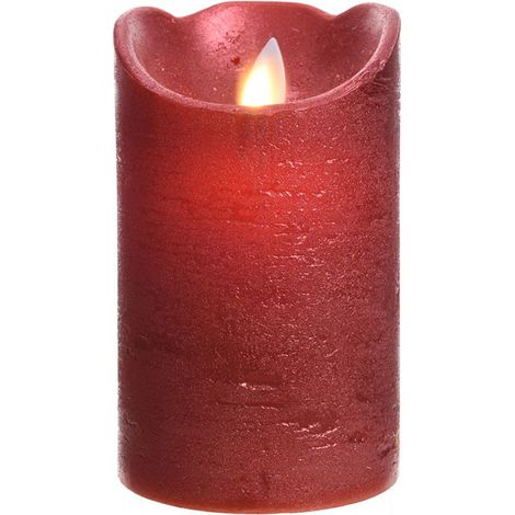 Bougie intérieur led ø7,5x12,5cm couleur rouge finition métallisée lumière blanche chaud (1/2)