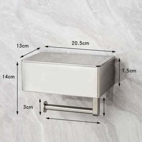 Porte-papier toilette avec boîte à lingettes humides en acier inoxydable - Sans perçage - Avec étagère - Support mural - Papier toilette - Pour salle de bain - Brossé- (1/4)