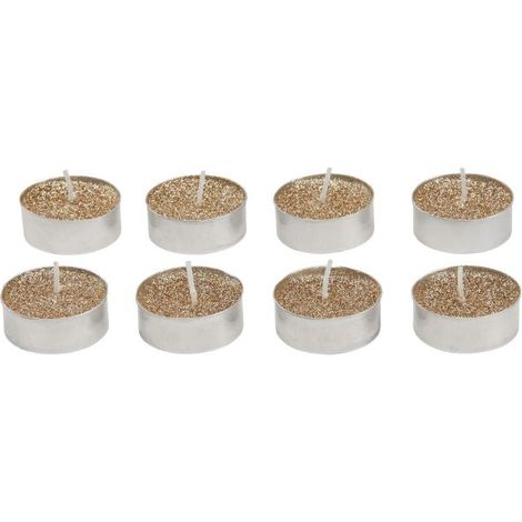 Bougie Chauffe-Plat Paillette non parfumée support - set de 6 pcs - Or - SILUMEN