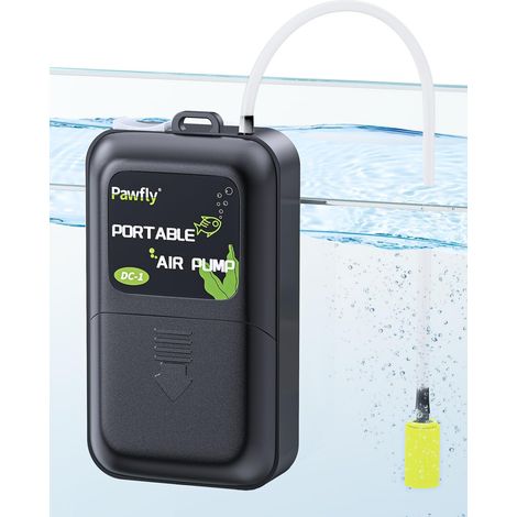 Pompe à air Aquarium 2,5 L/Min Bulleur Aquarium Silencieux à Pile avec Pierre à Air et Tuyau d'Airline Pompe à Oxygène Portable pour Aquariums jusqu'à 120L - D Batterie Non Incluse