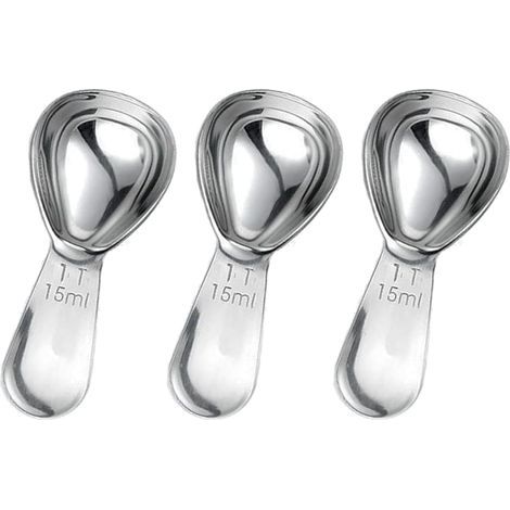 BRAVIX 3 Pièces Cuillères à Café, Poignées Courtes Cuillères à Mesurer pour Café, Cuillère Doseuse à Café de 15 ML en Acier Inoxydable, pour Café, Lait en Poudre, Poudre de Fruits(15ML) (1/5)