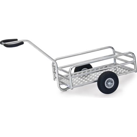 Fetra Outdoor-Handwagen feuerverzinkt mit 795x445mm Ladefläche aus Alu-Quintettblech und Luftbereifung (1/2)