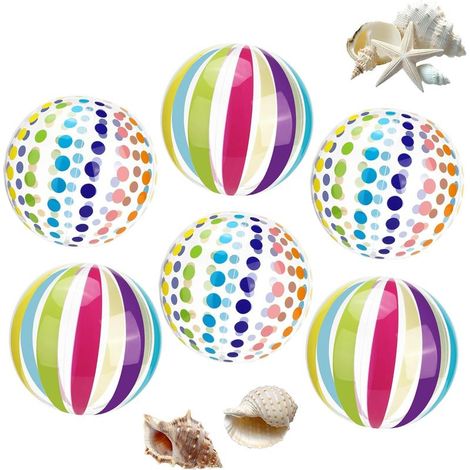 6 Pièces Ballon de Plage Gonflable, Ø30 cm d'Été Ballon Gonflable Piscine, Inflatable Beach Ball Colorés, Jouets de Plage et de Piscine, pour Piscine, Plage, Activités de Plein Air (1/5)