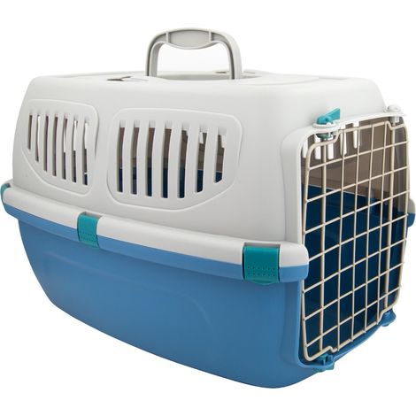 Grande cage de transport en plastique pour animaux de compagnie  Cage de transport homologuée pour le transport aérien pour chiens et chats  Cage portable avec fermeture sécurisée  55 x 35 x 34 cm