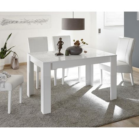 Table à manger moderne laqué blanc 180cm SARA (1/5)