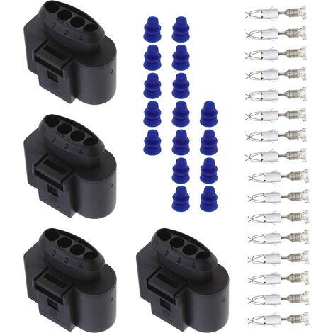 4 Ensembles de Connecteurs Femelles à 4 Broches pour Voiture avec Bornes Femelles et Joints Connecteur pour Bobine d'allumage de Voiture 1J0973724 (1/5)