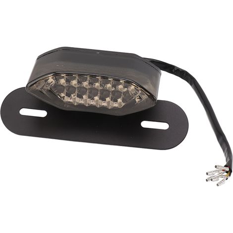 Feu arrière moto LED étanche haute luminosité 5 fils noir universel pour motocyclette (1/5)