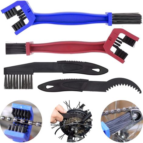 Reinigungsbürsten für Fahrräder und Motorräder, 4er-Pack, Fahrrad- und Motorradkettenbürste zum Entfernen von Schmutz, Nylonbürste, Motorradwartung, Reinigungsbürsten-Set, Kettenreiniger (1/5)