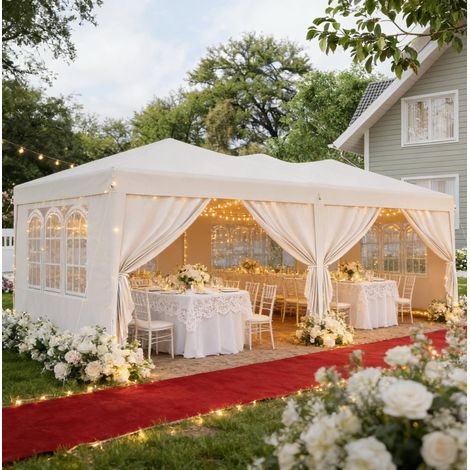 pavillon jardin tente reception pliable 3x6 m métal HAVRYA (1/5)