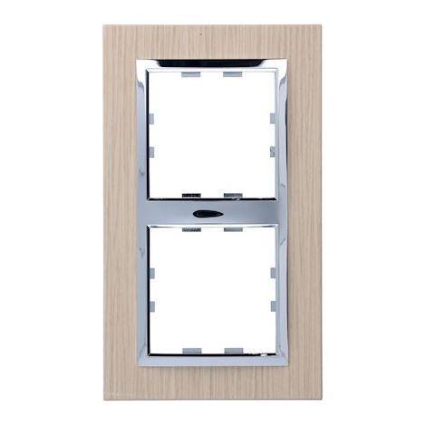 Plaque double verticale bois massif couleur Sevea Alba 2 Postes entraxe 71mm Kallysta Hager (1/2)